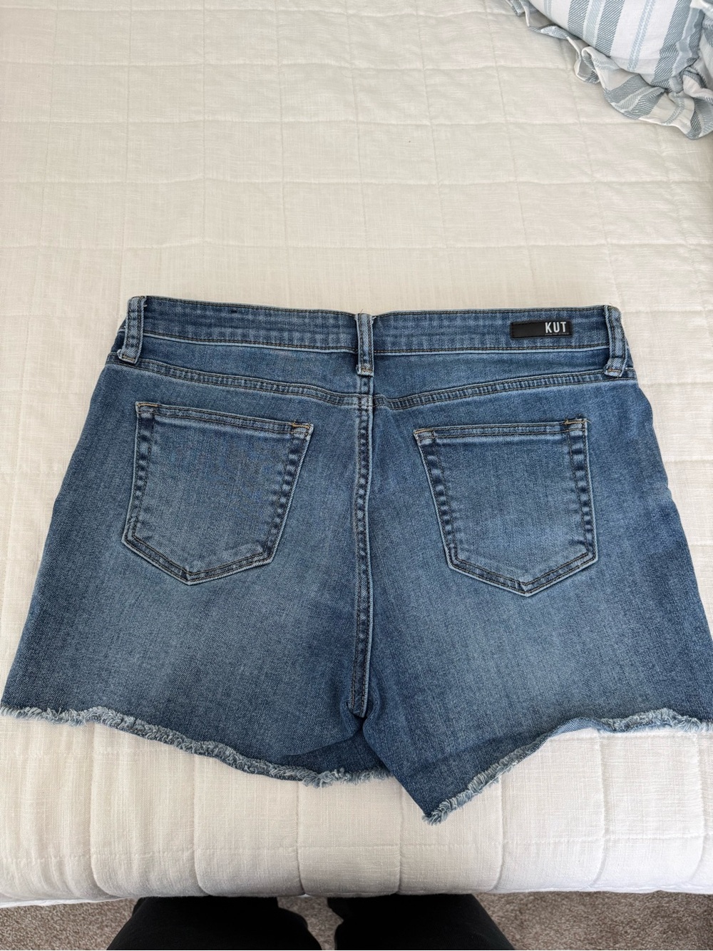 Kut from the Kloth Dark Blue Distressed Denim Cutoff Shorts - Picture 4 of 7